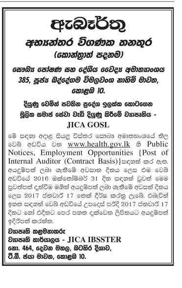 Internal Auditor - Ministry of Health, Nutrition & Indigenous Medicine	